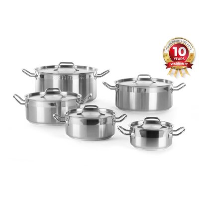 HENDI Kochtopf, niedrig - mit Deckel, Profi Line, 2,8L, ⌀200x(H)90mm