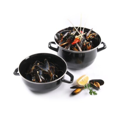 HENDI Muscheltopf, emailliert - mit Deckel, 2L, ⌀200x(H)180mm