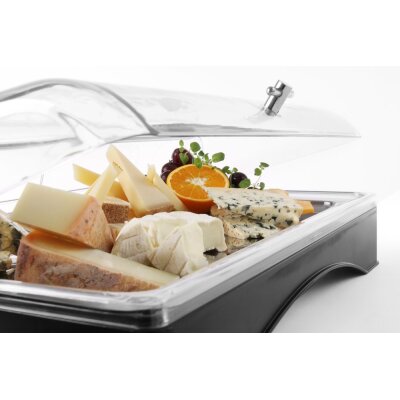 HENDI Rolltop-Display gekühlt - GN 1/1, Set inkl. Kühlelement, 555x357x(H)175mm