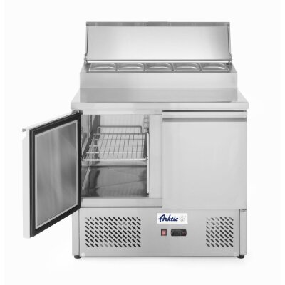 Arktic Kühltisch, zweitürig mit Aufsatz-Kühlvitrine 300 L, 230V/310W, 900x700x(H)1055mm