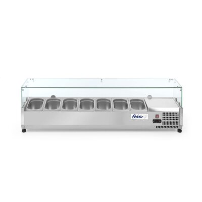 Arktic Aufsatz-Kühlvitrine Gastronorm 1/4, 8x GN 1/4, 230V/180W, 1805x335x(H)460mm