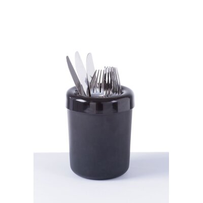 HENDI Tischabfalleimer oder Besteckhalter, Schwarz, ⌀130x(H)160mm