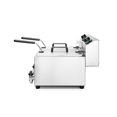 HENDI Fritteuse Profi Line mit Ablasshahn, 2×8 l, Profi Line, 16L, 230V/7000W, 610x515x(H)369mm