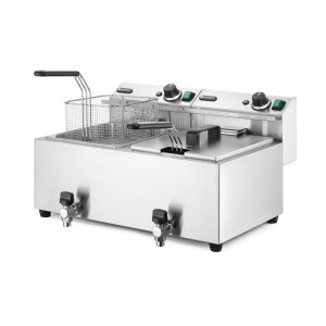 HENDI Fritteuse Profi Line mit Ablasshahn, 2×8 l,...