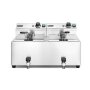 HENDI Fritteuse Profi Line mit Ablasshahn, 2×8 l, Profi Line, 16L, 230V/7000W, 610x515x(H)369mm