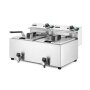 HENDI Fritteuse Profi Line mit Ablasshahn, 2×8 l, Profi Line, 16L, 230V/7000W, 610x515x(H)369mm