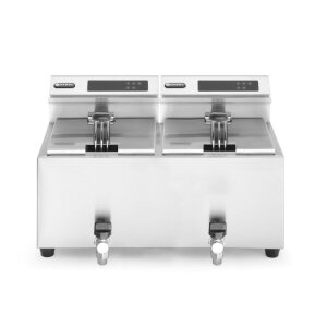 HENDI Friteuse Profi Line digital- mit Ablasshahn 2 x 8...