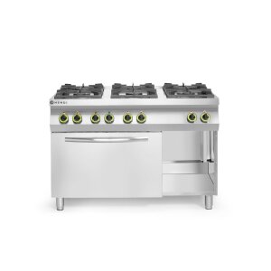 Hendi Gasherd Kitchen Line 6-flammig mit Ofen GN 1/1,...