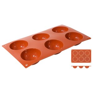 CONTACTO Silikon-Backmatte, HALBKUGEL mit 6 Formen