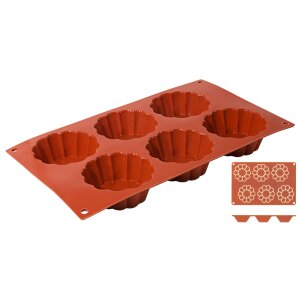 CONTACTO Silikon-Backmatte, BRIOCHETTE mit 6 Formen