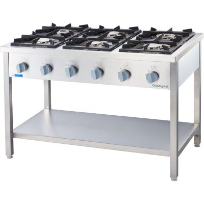 STALGAST Gasherd Serie 700 - G20, 6-Brenner (3,5+2x5+2x7+9), 1200 x 700 x 850 mm (BxTxH)