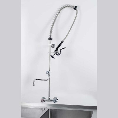 STALGAST Geschirrbrause mit Mischbatterie, Zweiloch-Wandmontage, mit Wasserhahn, zwei Mischventile