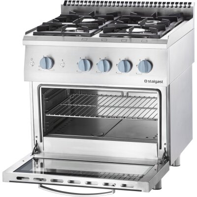 STALGAST Gasherd mit 4 Brennern (2x5+2x7) und Gas-Backofen GN2/1, Serie 700 ND
