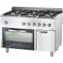 STALGAST Gasherd mit 6 Brennern (3,5+3x5+2x7), Gas-Backofen GN2/1 und Unterschrank, Serie 700 ND