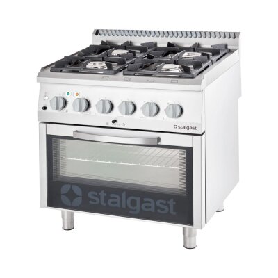 STALGAST Gasherd mit 4 Brennern (3,5+5+2x7) und Elektro-Backofen GN2/1, Serie 700 ND