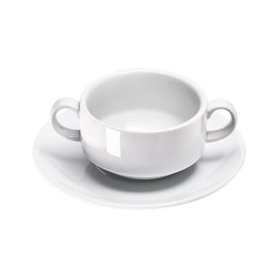 STALGAST Suppen-Obertasse, groß, reinweißes Hotelporzellan, Serie Isabell, 380 ml
