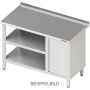 STALGAST Arbeitstisch mit Grund- und Zwischenboden, 2800x700x850 mm, mit Fl&uuml;gelt&uuml;rschrank links, mit Aufkantung, verschwei&szlig;t