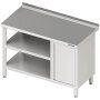 STALGAST Arbeitstisch mit Grund- und Zwischenboden, 2800x700x850 mm, mit Fl&uuml;gelt&uuml;rschrank rechts, mit Aufkantung, verschwei&szlig;t