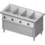 STALGAST Bain-Marie-Station "Free Flow" 4x GN1/1-Becken, mit Schiebet&uuml;ren, 1465x750x880 mm Edelstahlabdeckung
