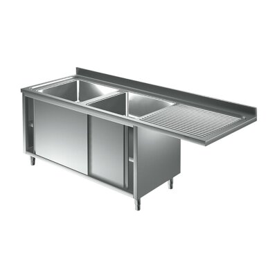 Spülcenter 1800 x 600 *links 2 Becken* für Spülmaschine Gastro Spüle Spültisch