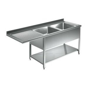 Sp&uuml;lcenter 2 Becken Rechts 1600 x600 Sp&uuml;ltisch...