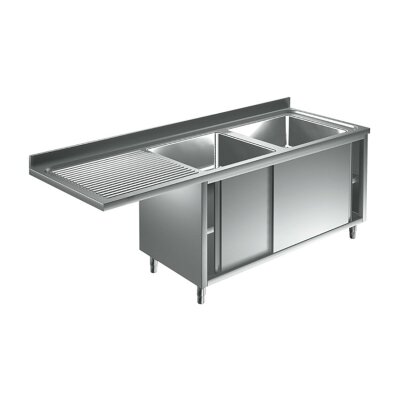 Spülcenter 2000 x 700 *rechts 2 Becken* für Spülmaschine Gastro Spüle Spültisch