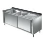 Sp&uuml;lschrank 2 Becken L 2000 x 600  Sp&uuml;ltisch Edelstahl Gastro Sp&uuml;le Sp&uuml;lbecken