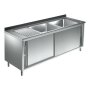 Sp&uuml;lschrank 2 Becken R 1600 x 600  Sp&uuml;ltisch Edelstahl Gastro Sp&uuml;le Sp&uuml;lbecken