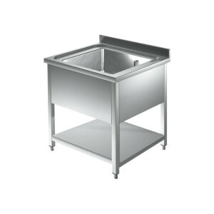 Sp&uuml;ltisch 600 x 600  * mittig 1 Becken *  Edelstahl...