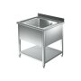 Sp&uuml;ltisch 700 x 600  * mittig 1 Becken *  Edelstahl Gastro Sp&uuml;le Sp&uuml;lbecken