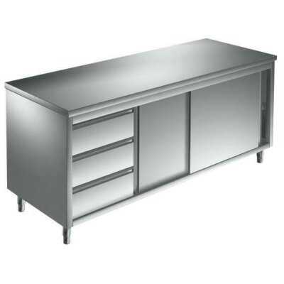 Arbeitsschrank 2000x600 Edelstahl Edelstahlschrank Gastro Schrank Edelstahltisch