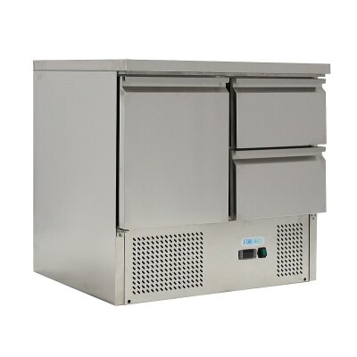 GASTRO Edelstahl Kühltisch S901-2D-FC  Saladette Pizzatisch 900x700x850