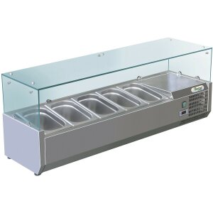 GASTRO K&uuml;hlaufsatzvitrine 4x GN1/3 + 1x GN1/2...