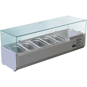 GASTRO K&uuml;hlaufsatzvitrine 5 x GN1/4  Edelstahl...