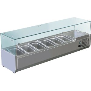 GASTRO K&uuml;hlaufsatzvitrine 6 x GN1/4  Edelstahl...