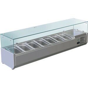 GASTRO K&uuml;hlaufsatzvitrine 7 x GN1/4  Edelstahl...