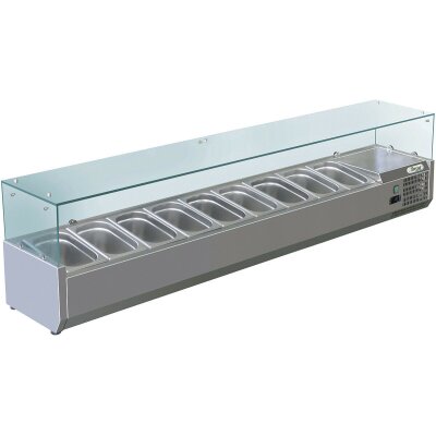 GASTRO Kühlaufsatzvitrine 9 x GN1/3  Edelstahl Kühl Aufsatzvitrine 2000x395x435