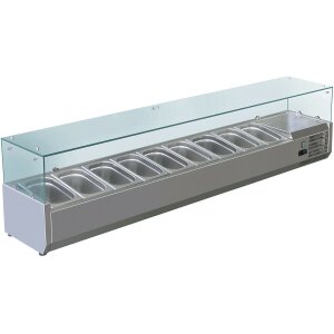 GASTRO K&uuml;hlaufsatzvitrine 9 x GN1/4  Edelstahl...