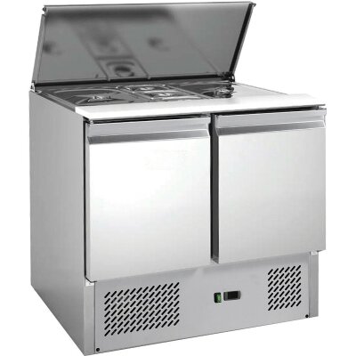 GASTRO Kühltisch S900-FC Edelstahl Saladette Belegstation Pizzastation 900x700