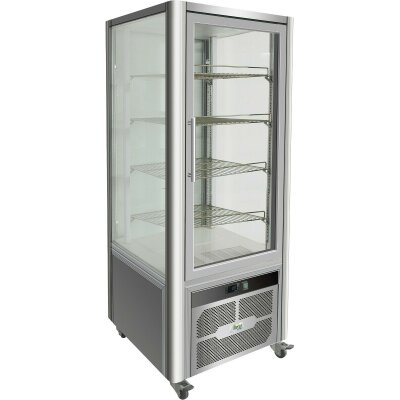 GASTRO Kühlvitrine * 408 Liter * 706x740x1800 Edelstahl Umluft Kühl Glas Vitrine