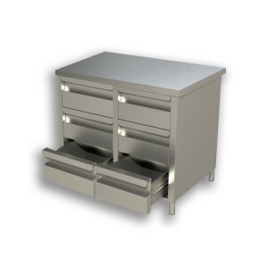 GASTRO Schubladenschrank 1000x600x850 Edelstahl...
