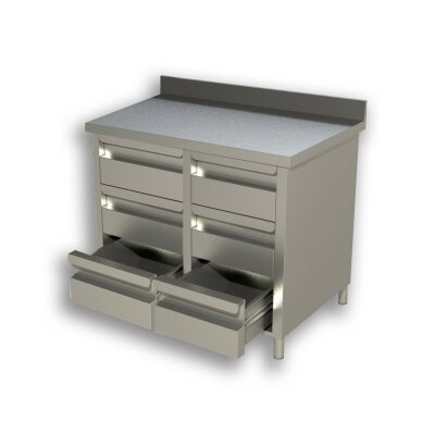 GASTRO Schubladenschrank 1000x700x850 Edelstahl Edelstahlschrank Edelstahltisch