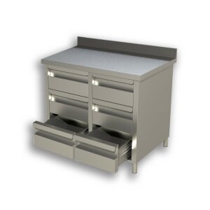 GASTRO Schubladenschrank 1200x700x850 Edelstahl...