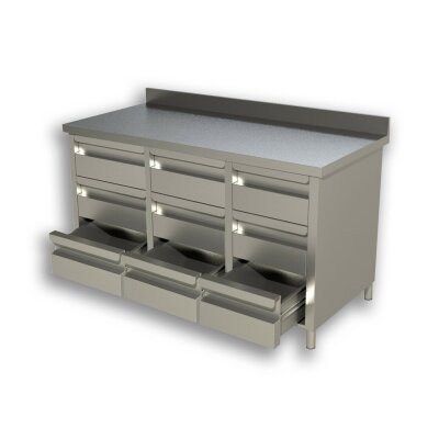 GASTRO Schubladenschrank 1400x600x850 Edelstahl Edelstahlschrank Edelstahltisch