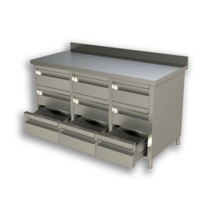 GASTRO Schubladenschrank 1400x600x850 Edelstahl...
