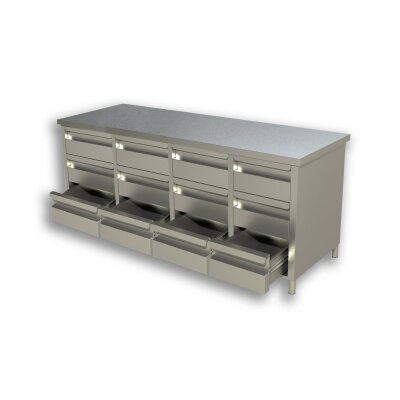 GASTRO Schubladenschrank 1800x600x850 Edelstahl Edelstahlschrank Edelstahltisch