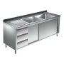 Sp&uuml;lschrank 1600 x 700 *Re 2 Becken* Sp&uuml;ltisch Edelstahl Gastro Sp&uuml;le Sp&uuml;lbecken