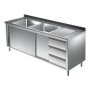Sp&uuml;lschrank 1800 x 600 *Li 2 Becken* Sp&uuml;ltisch Edelstahl Gastro Sp&uuml;le Sp&uuml;lbecken