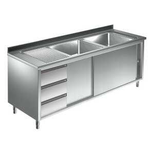 Sp&uuml;lschrank 1800 x 600 *Re 2 Becken* Sp&uuml;ltisch...