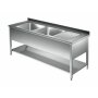 Sp&uuml;ltisch 2000 x 700  * links 2 Becken *  Edelstahl Gastro Sp&uuml;le Sp&uuml;lbecken